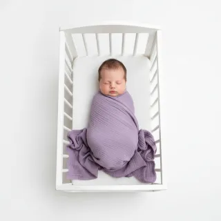 Double gauze/muslin dark lilac ORGANIC