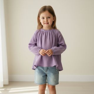 Double gauze/muslin dark lilac ORGANIC