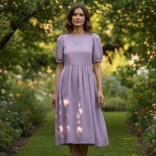 Double gauze/muslin dark lilac ORGANIC