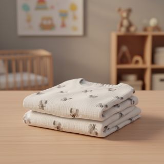 Double gauze/muslin Animals design A digital print ORGANIC