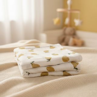 Double gauze/muslin Pears design B digital print