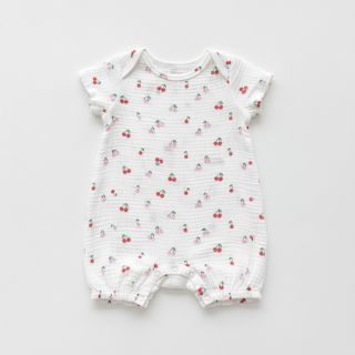 Double gauze/muslin Fruits cherry white