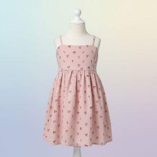 Double gauze/muslin Fruits cherry soft rose