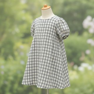 Double gauze/muslin LINEN YARN DYED Checks grey natural