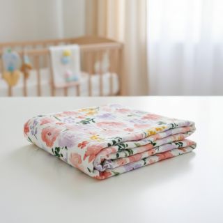 Double gauze/muslin Big summer flowers digital print