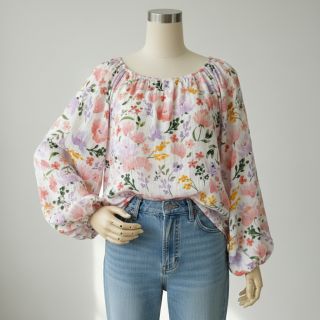 Double gauze/muslin Big summer flowers digital print