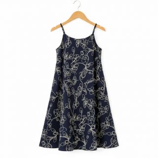 Double gauze/muslin EMBROIDERY Climbing flowers navy