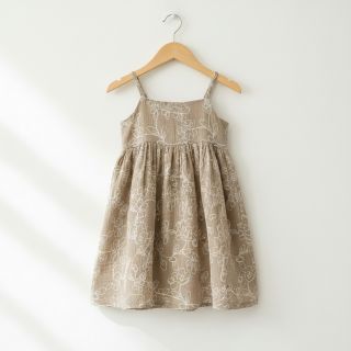 Double gauze/muslin EMBROIDERY Climbing flowers beige