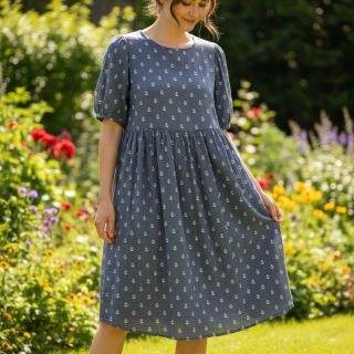 Double gauze/muslin JACQUARD Anchor 2-side faded gray navy