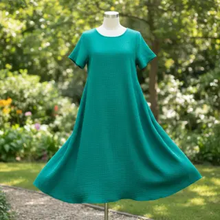 Double gauze/muslin dark teal
