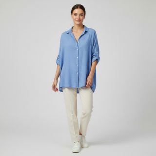 Double gauze/muslin royal blue ORGANIC