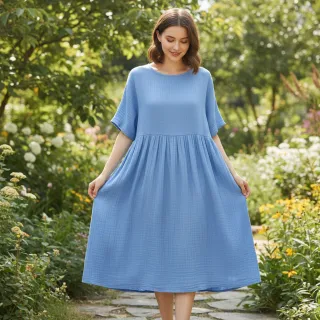 Double gauze/muslin royal blue ORGANIC