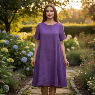 Double gauze/muslin violet ORGANIC