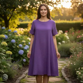 Double gauze/muslin violet ORGANIC
