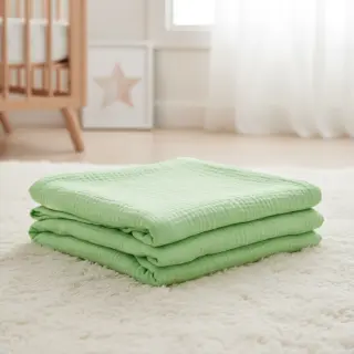 Double gauze/muslin light lime ORGANIC