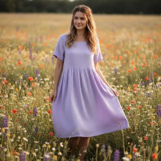 Double gauze/muslin bright violet ORGANIC