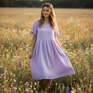 Double gauze/muslin bright violet ORGANIC