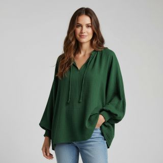 Double gauze/muslin dark green ORGANIC