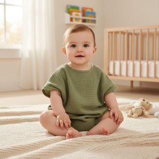 Double gauze/muslin moss green ORGANIC