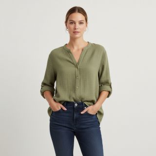 Double gauze/muslin moss green ORGANIC