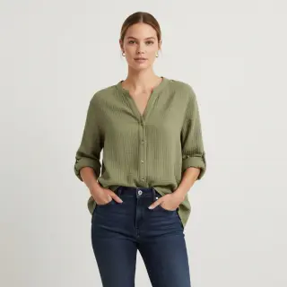 Double gauze/muslin moss green ORGANIC