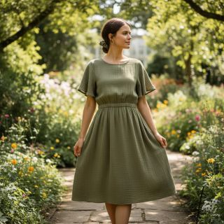 Double gauze/muslin moss green ORGANIC