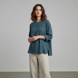 Double gauze/muslin indigo ORGANIC