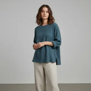 Double gauze/muslin indigo ORGANIC