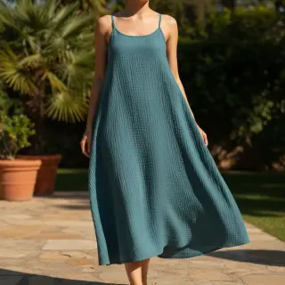 Double gauze/muslin indigo ORGANIC