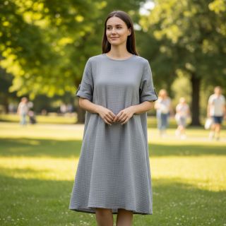 Double gauze/muslin grey ORGANIC