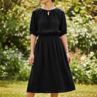 Double gauze/muslin black ORGANIC