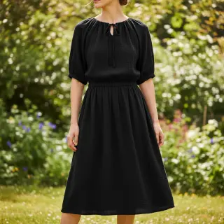 Double gauze/muslin black ORGANIC