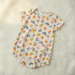 Double gauze/muslin Retro flowie ecru