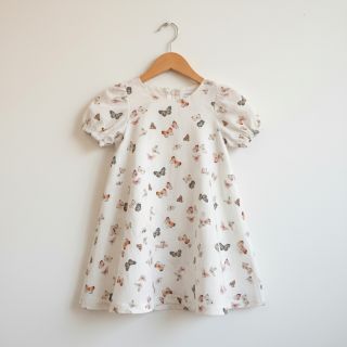 Double gauze/muslin Butterflies white digital print