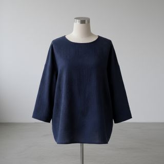 Double gauze/muslin EMBROIDERY Flowers navy