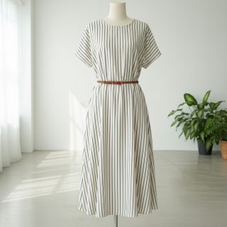 Double gauze/muslin YARN DYED Thin strip navy