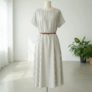 Double gauze/muslin YARN DYED Thin strip navy