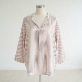 Double gauze/muslin YARN DYED Thin strip mauve