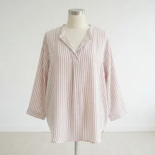 Double gauze/muslin YARN DYED Thin strip mauve
