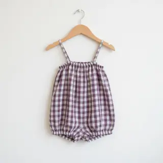Double gauze/muslin Double sided CHECKS MINI grape