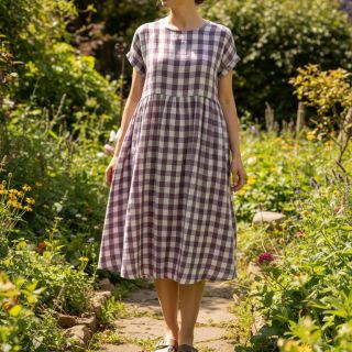 Double gauze/muslin Double sided CHECKS MINI grape