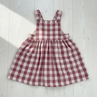 Double gauze/muslin Double sided CHECKS MINI rosewood