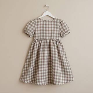 Double gauze/muslin Double sided CHECKS MINI sand