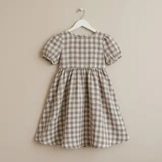 Double gauze/muslin Double sided CHECKS MINI sand