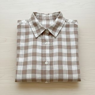 Double gauze/muslin Double sided CHECKS MINI sand