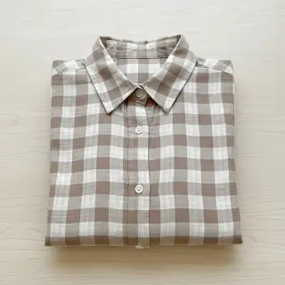 Double gauze/muslin Double sided CHECKS MINI sand