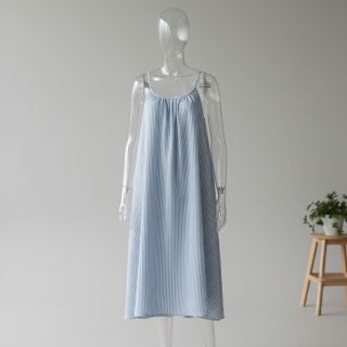 Double gauze/muslin YARN DYED Stripes light blue