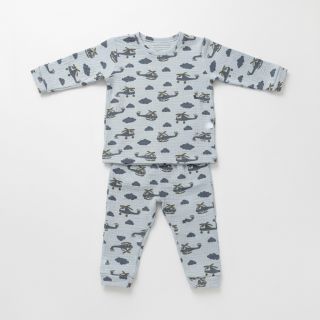 Double gauze/muslin Helicopters light blue