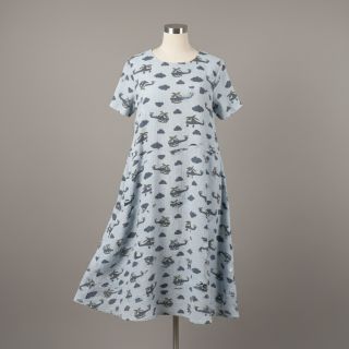 Double gauze/muslin Helicopters light blue