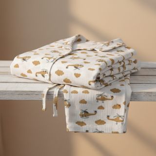 Double gauze/muslin Helicopters off white